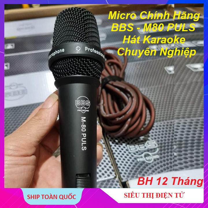 Micro Chính Hãng BBS - M-80 PULS, Chuyên Hát Karaoke Gia Đình, Mic Kiểu Dáng Sang Trọng, Chắc Chắn, Đầm Tay - Siêu Bền