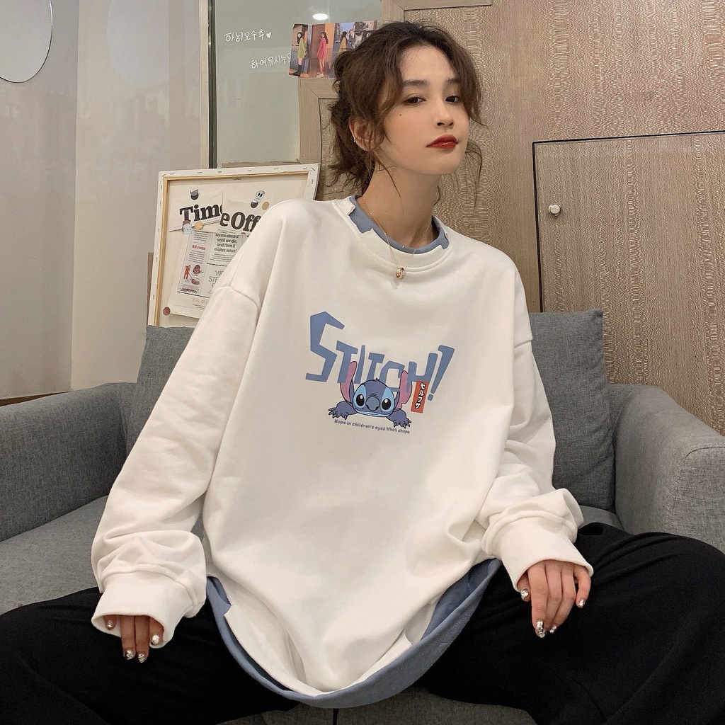 Áo Hoodie Cổ Tròn Giả Hai Lớp Thiết Kế Mới Thời Trang Dành Cho Nữ