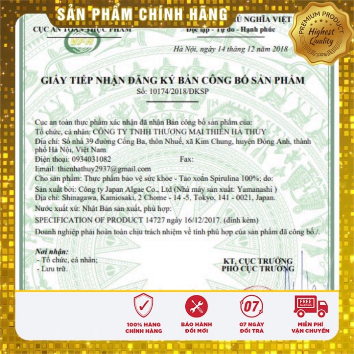 Date t10/2023 - Tảo Xoắn Spirulina Nhật Bản 2200 Viên