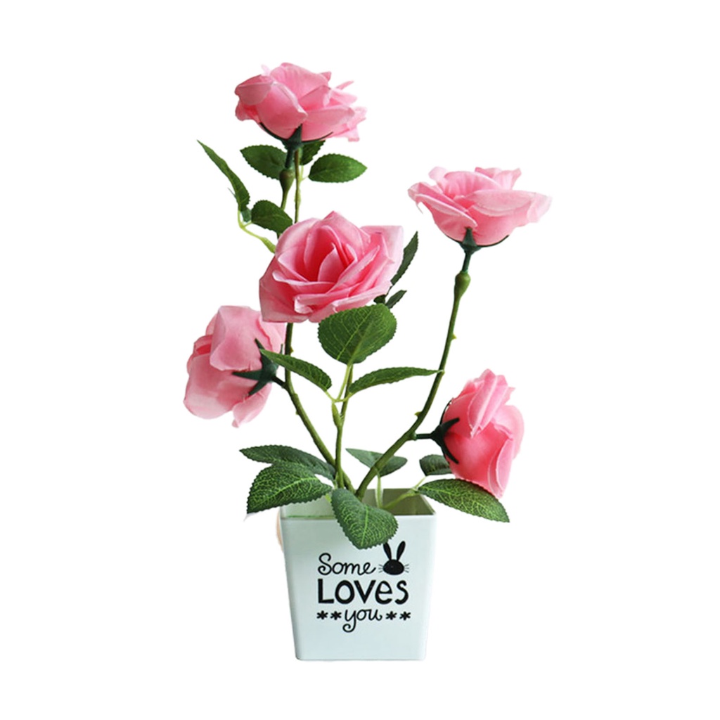 Chậu Hoa Giả Bằng Lụa Nhân Tạo Để Bàn Trang Trí Trong Nhà / Ngoài Trời Tiện Lợi