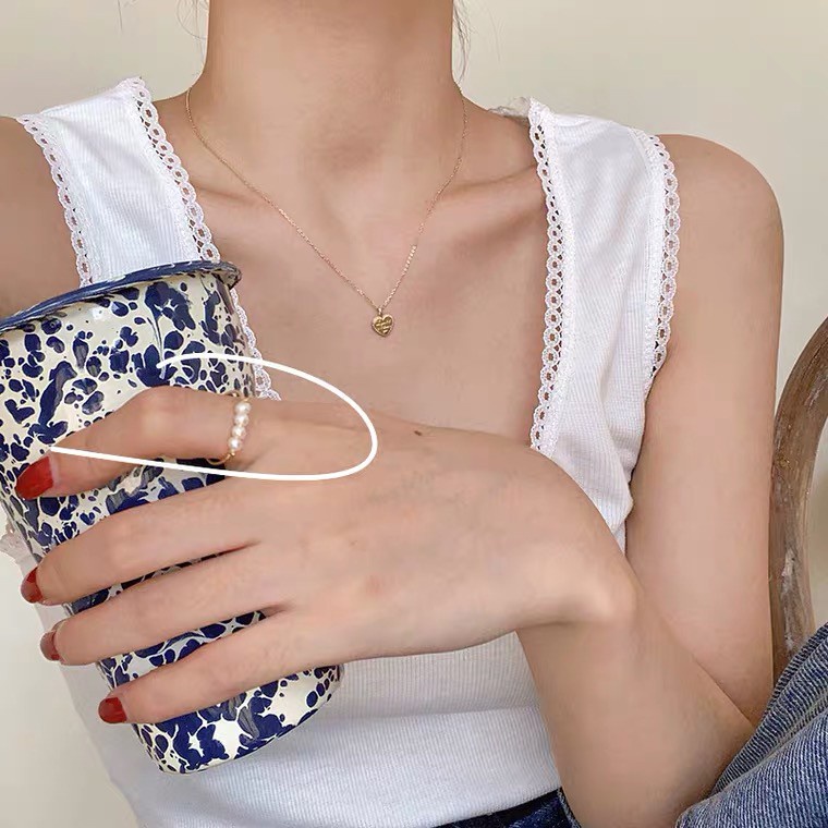 Nhẫn hở đính ngọc trai nhân tạo sang trọng thời trang