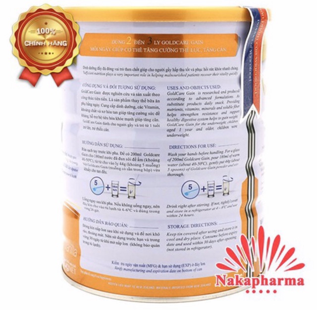 ✅ Sữa tăng cân Goldcare Gain 900g – Dinh dưỡng dành cho người gầy, chơi thể thao vận động nhiều