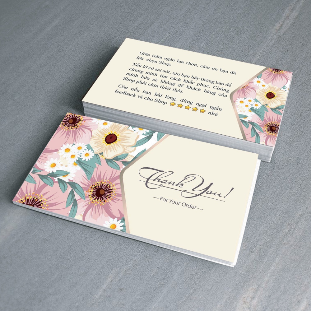 Thiệp cảm ơn Thank you card nhận in thiệp theo yêu cầu dành cho các cửa hàng, nhiều mẫu siêu cute (95-100card 1 set)