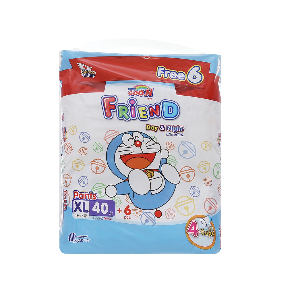 [CỘNG 6 MIẾNG] Tã quần Goo.N Friend Doremon gói cực đại size XL 40 miếng (cho bé 12 - 17kg)