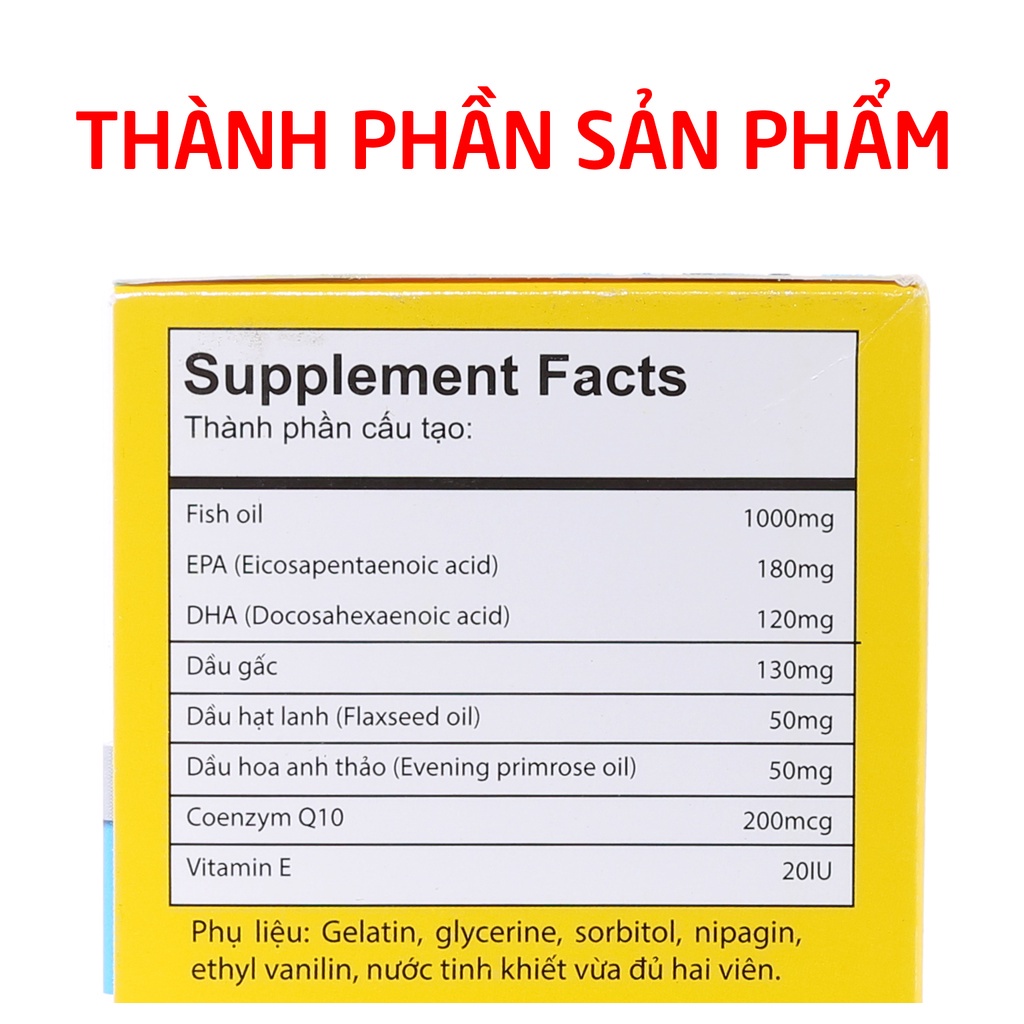 Viên dầu cá Omega 3 6 9 Bổ não, sáng mắt, khỏe mạnh tim mạch - 100 viên
