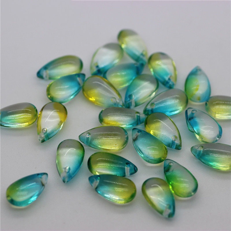 Set 50 hạt xỏ hình giọt nước bằng thủy tinh kích thước 7x14mm dùng làm trang sức thủ công