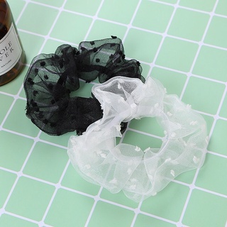 Scrunchies Dây Cột Tóc Voan Chấm Bi