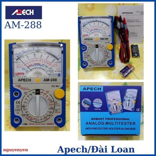 [Đài Loan] Đồng Hồ Đo VOM Vạn Năng Đa Năng Kim Apech AM-288 Chuẩn - Độ Chính Xác Cao - Kèm Bộ Que Đo