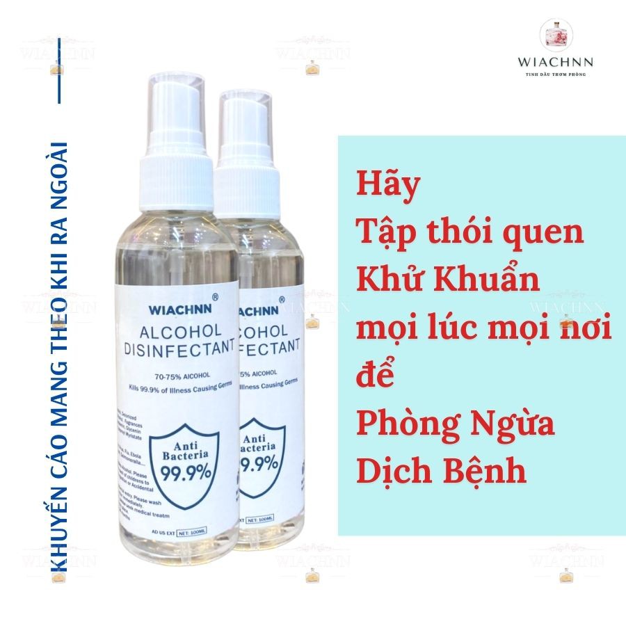 Chai Xịt Kháng Khuẩn Khử Trùng WIACHNN 100ML Nước Diệt Khuẩn Khô Rửa Tay Vệ Sinh Đồ Dùng Tiện Lợi Nhỏ Gọn XKK