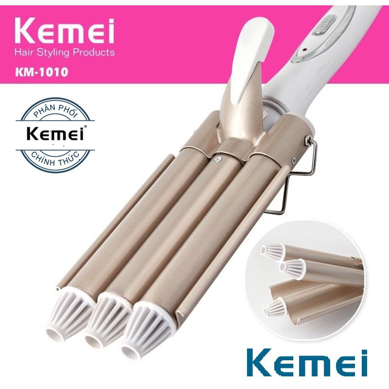 Máy Uốn Tóc 3 Trục KEMEI 1010 - Hàng nhập khẩu