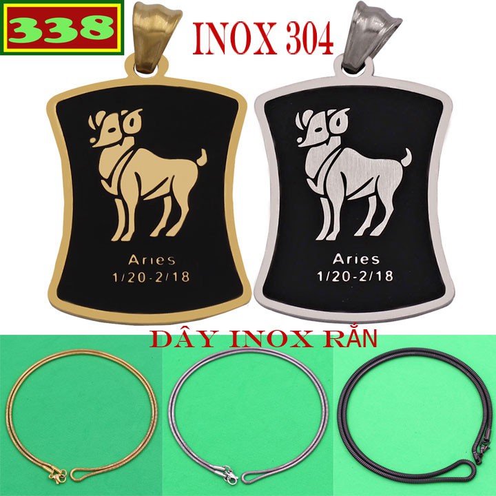 Dây chuyền 12 cung Hoàng đạo - Dây inox rắn vàng cung Bạch Dương inox VIRVCBDV