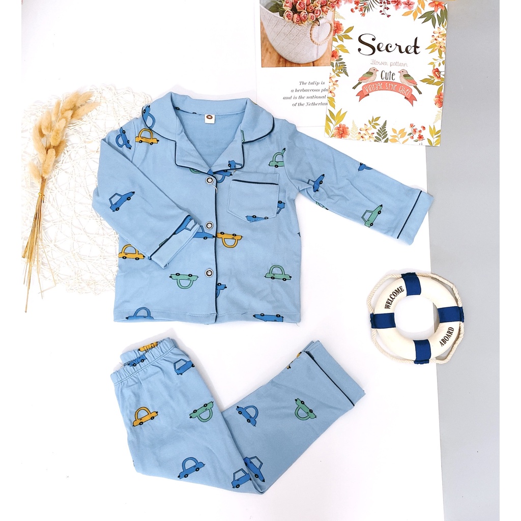 Bộ Pijam Dài Tay QiQi Cho Bé size 1-9 tuổi, Bộ Pijama Chất Thun Cotton Dài Tay Quần Dài