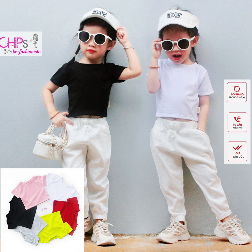 Áo Croptop Cộc Tay Cho Bé Gái Màu Sắc Cực Yêu