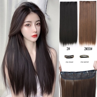 Tóc giả thẳng dài 24 inch màu đen cách nhiệt kèm 5 kẹp tóc tiện dụng cho nữ