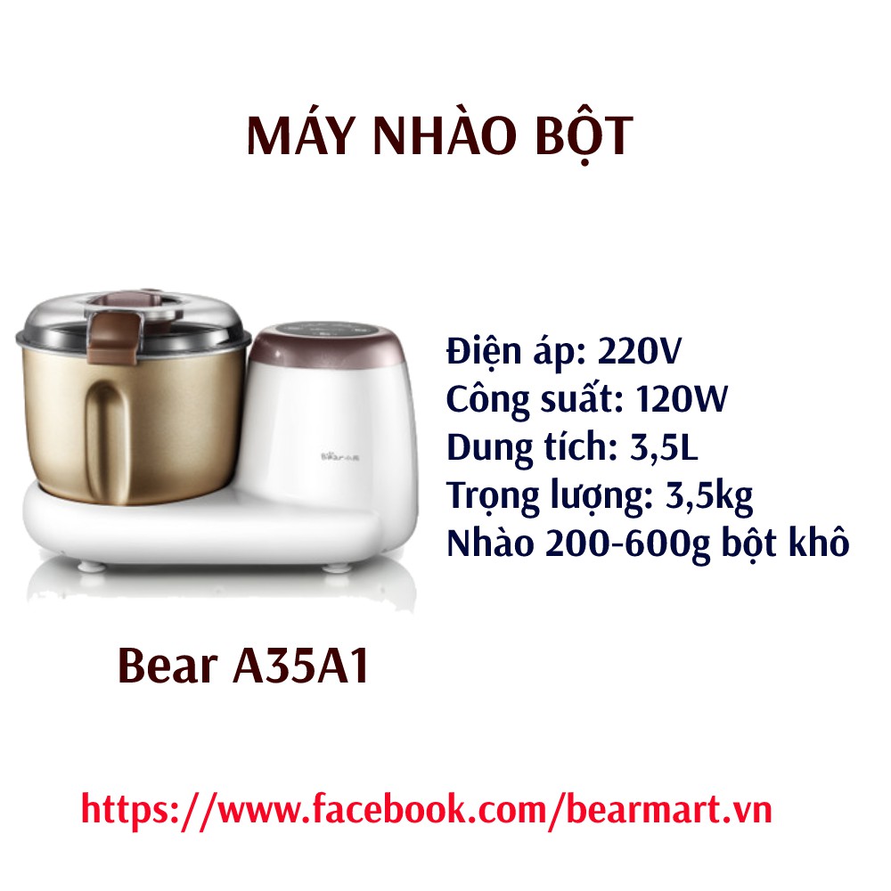 Máy nhồi bột bear 3,5l đời 2019 bản nội địa - bảo hành 12 tháng - hàng chính hãng