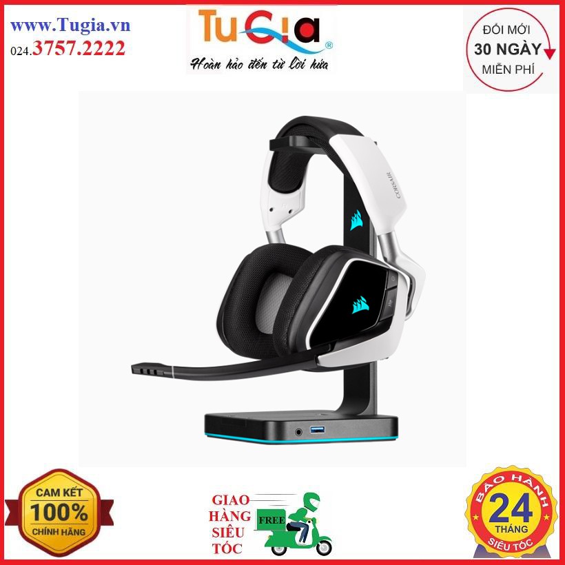 Tai nghe Corsair VOID RGB ELITE Wireless 7.1 Carbon (CA-9011201-AP) - White( CA-9011202-A