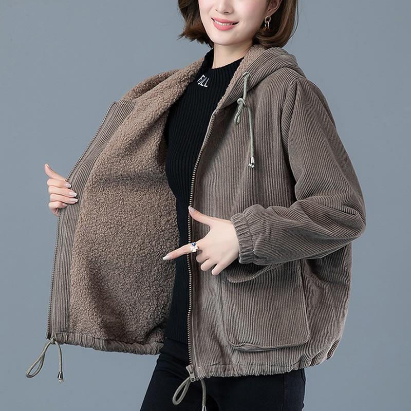 Áo Khoác Vải Nhung Dày Dáng Rộng Phong Cách Hàn Quốc Thời Trang Mùa Thu Cho Nữ