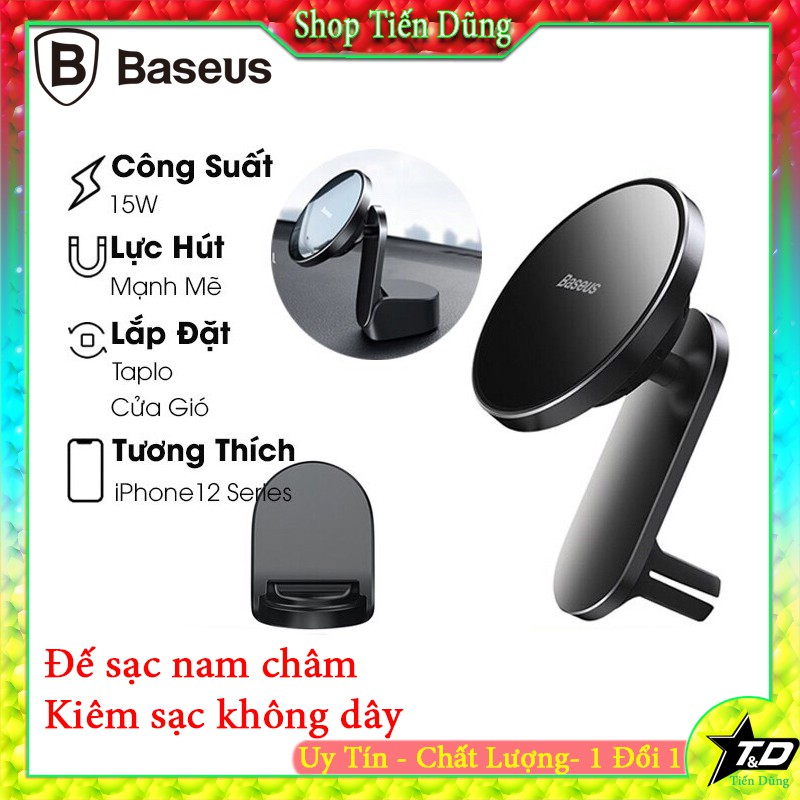 Giá đỡ điện thoại Baseus tích hợp sạc không dây sử dụng trên ô tô, để trên taplo cho điện thoại iPhone 12 | BigBuy360 - bigbuy360.vn