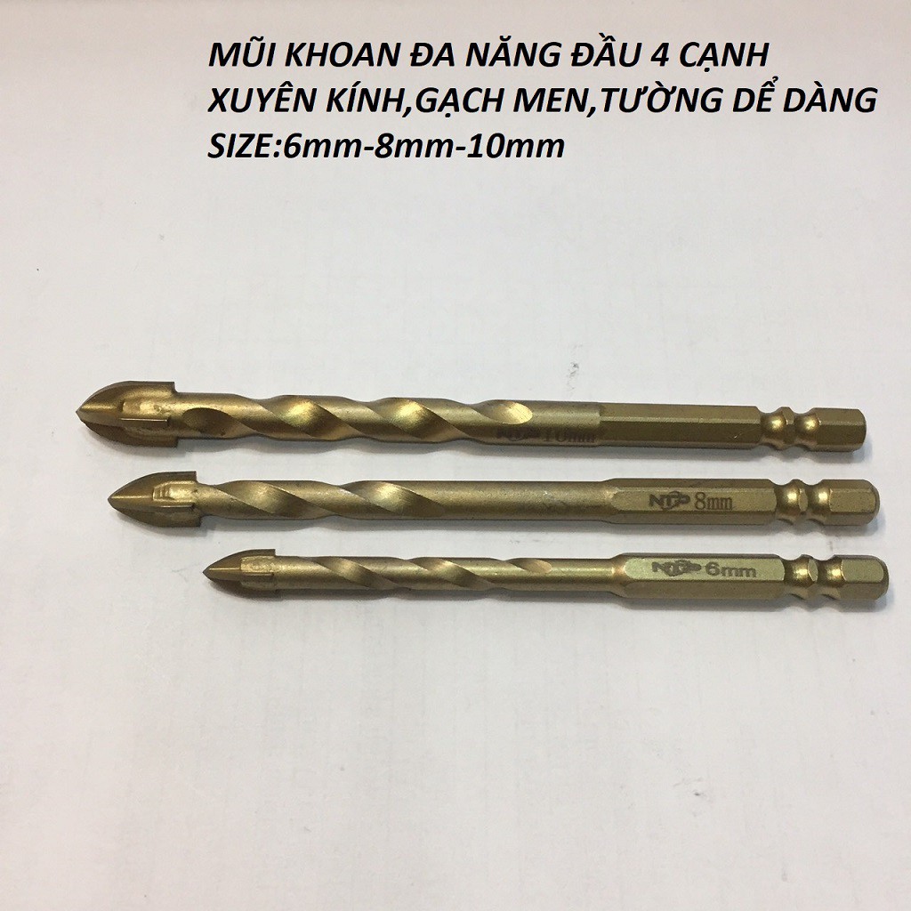 MŨI KHOAN ĐA NĂNG CHUYÊN KHOAN KÍNH,GẠCH MEN,TƯỜNG PHI 6,8,10