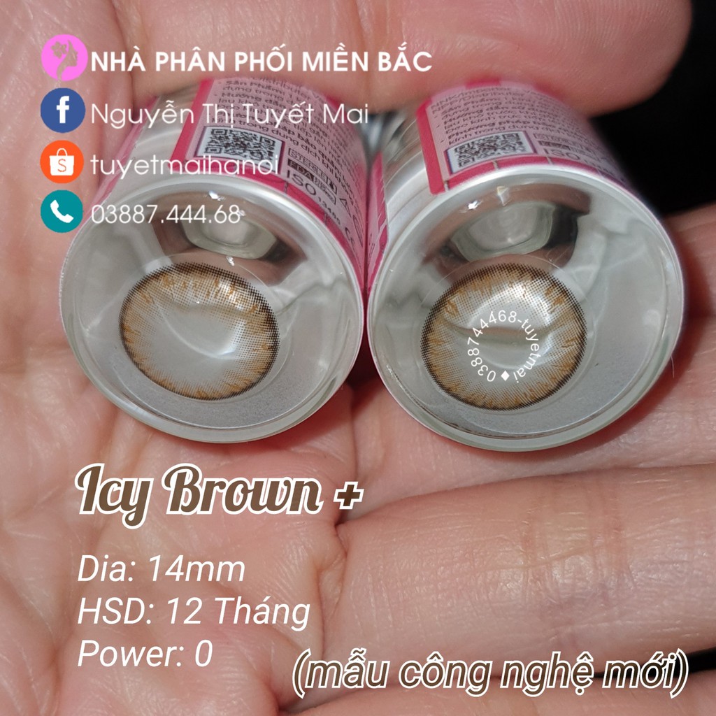 [ Ảnh Thật ] Lens Nâu Tự Nhiên Không Giãn Icy Brown 14mm - Kính Áp Tròng Hàn Quốc Vassen Sexy Me