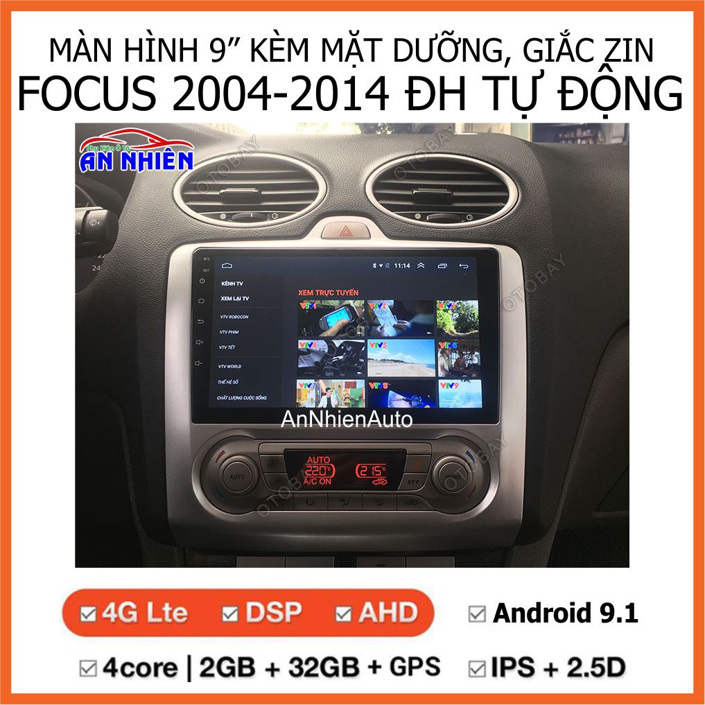 Màn Hình 9 inch Cho Xe FORD FOCUS 2005-2012,  Đầu DVD Android Tiếng Việt Kèm Mặt Dưỡng Giắc Zin Xe FOCUS