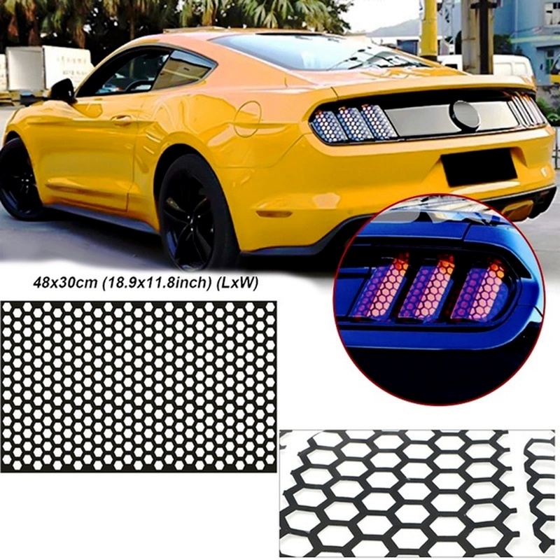 Miếng Dán Trang Trí Đèn Đuôi Xe Hơi Hình Tổ Ong 48*30cm DIY