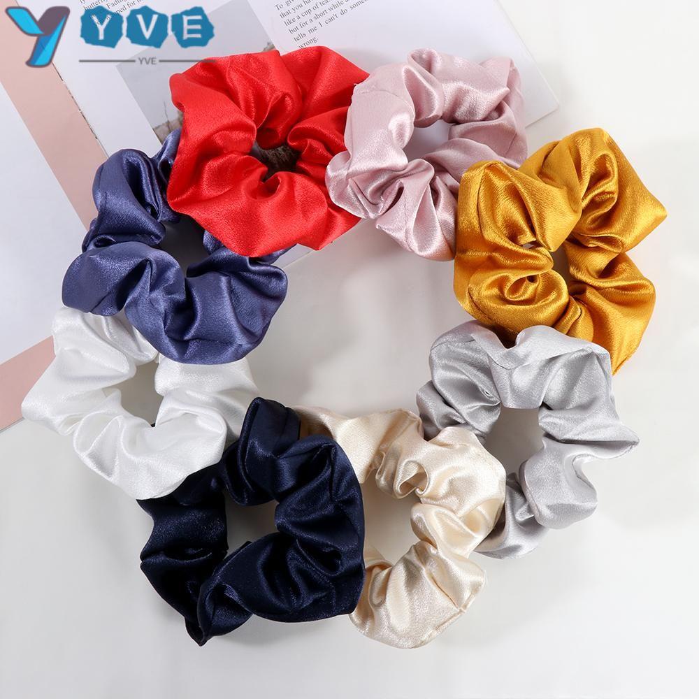 YVETTE Silk Satin Women Girls Hair Ring Headwear Ponytail Holder Hair Scrunchies