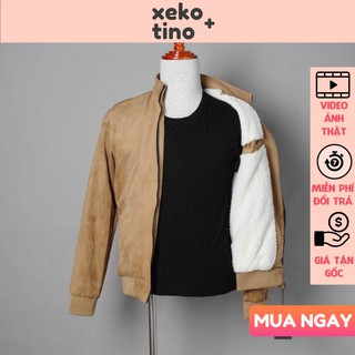 Áo Khoác Nam Bomber Da Lộn Lót Lông Cừu Siêu Ấm, Lịch Lãm Trẻ Trung, Hàng Đẹp Loại 1 [Nhập mã XEKOFREES Freeship]
