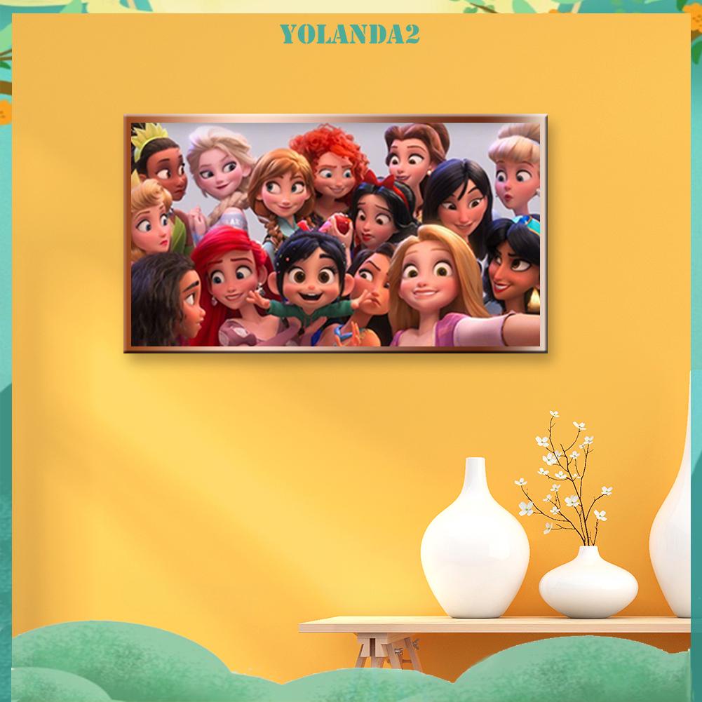 Bộ 2 Tranh Đính Đá Diy Hình Công Chúa Hoạt Hình Dùng Trang Trí Phòng