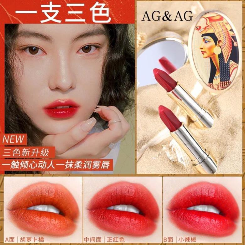 [Chính Hãng] Son Gương 3 Màu AG&AG Thiết Kê Sang Trọng, Chất Son Nhẹ, Mềm Mịn, Không Gây Khô Môi, Nặng Môi | BigBuy360 - bigbuy360.vn