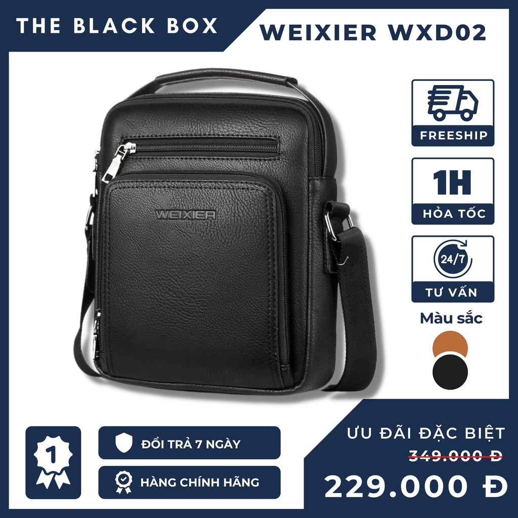 Túi Đeo Chéo WEIXIER Da Pu Cao Cấp Hàng Chính Hãng Chất Lượng Cao Đeo Vai Đi Làm Công Sở Đi Học WXD02 - The Black Box