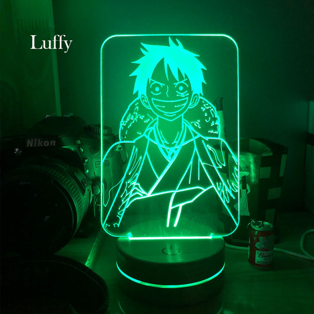 Đèn Led Anime Luffy One Piece  Đèn Led 16 Màu Hình Nhân Vật Hoạt Hình, Đèn Ngủ Led 3d, Cảm Ứng , Điều Khiển Từ Xa