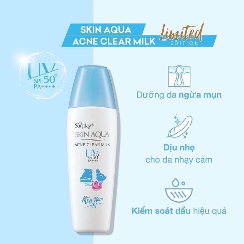 Kem chống nắng Sunplay Skin Aqua Acne Clear Milk 25g