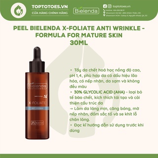 Tẩy da chết hoá học trẻ hoá da Peel Bielenda Professional X - FOLIATE Anti Wrinkle - formula for mature skin 30ml