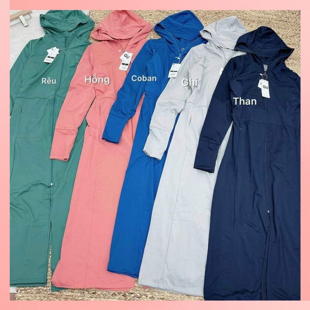 Áo chống nắng nữ dáng dài liền thân thun lạnh Nhật cao cấp co giãn 4 chiều chống tia UV thiết kế lưới tản nhiệt