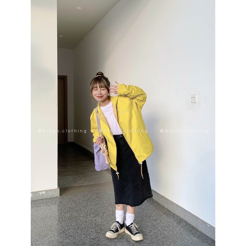 Áo khoác dù unisex form rộng, áo khoác hoodie form rộng unisex biboo dù