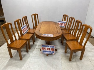 Bàn ăn hình bầu dục 180*90cm