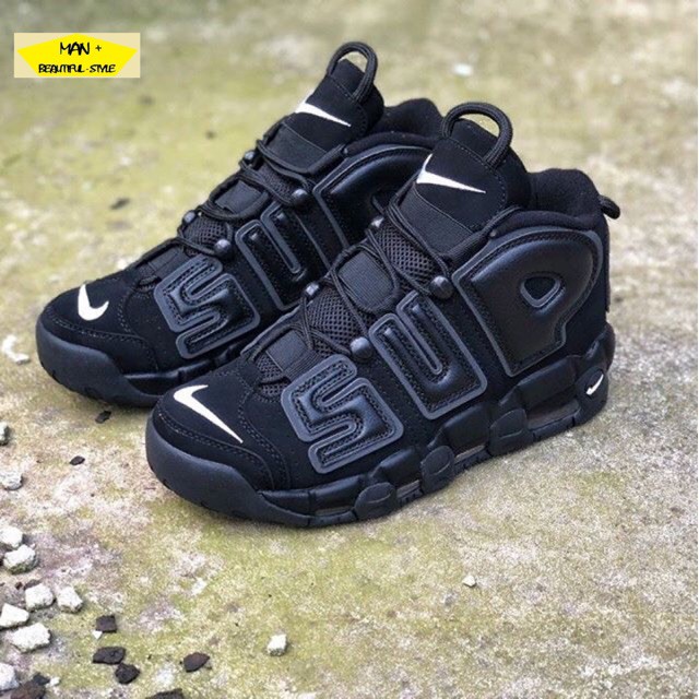 Giày thể thao NIKE AIR MORE UPTEMPO SUPREME đen full (Fullbox)