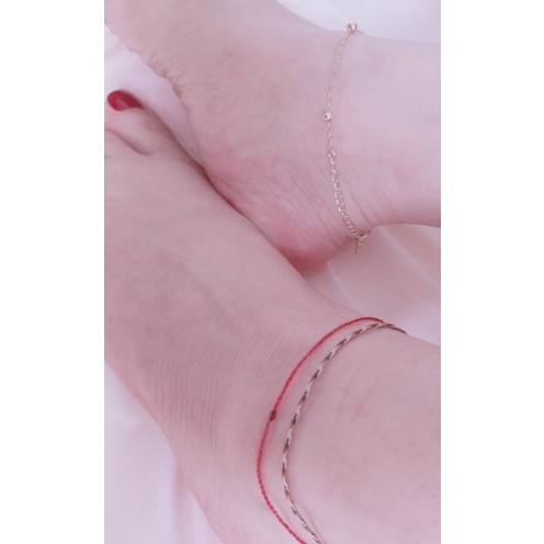 Bộ 3 lắc chân phong thủy may mắn hạnh phúc chỉ đỏ, ngũ sắc xích bi vàng Thuylamshop