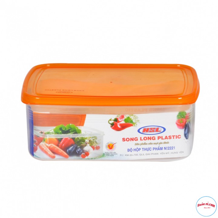 Bộ 3 Hộp Trữ Đông - Hộp Nhựa Đựng Thực Phẩm SONG LONG Nắp Nhiều Màu Sắc ( MS:2221) - br00318