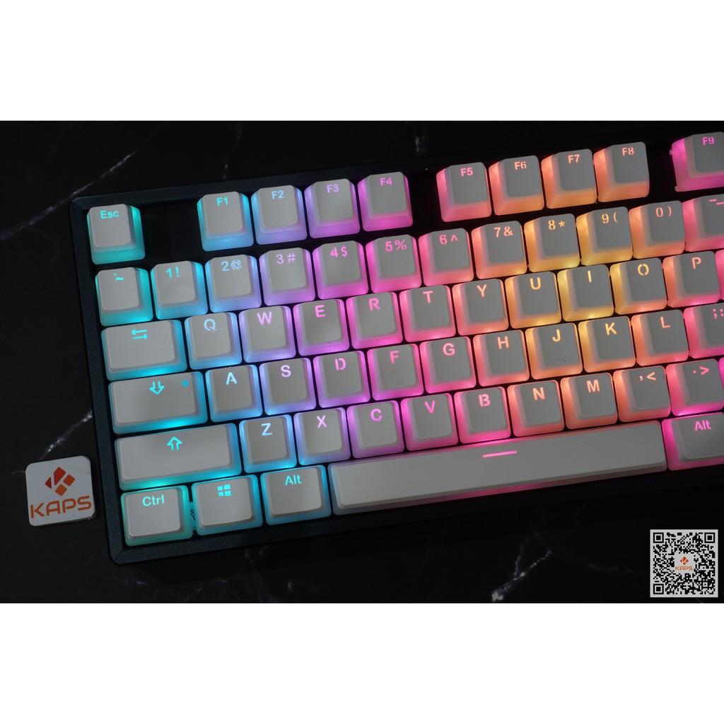 Keycap pudding PBT xuyên led - 134 nút - profile OEM - keycap PBT - Double shot -  cho bàn phím cơ layout 68 84 TKL 104