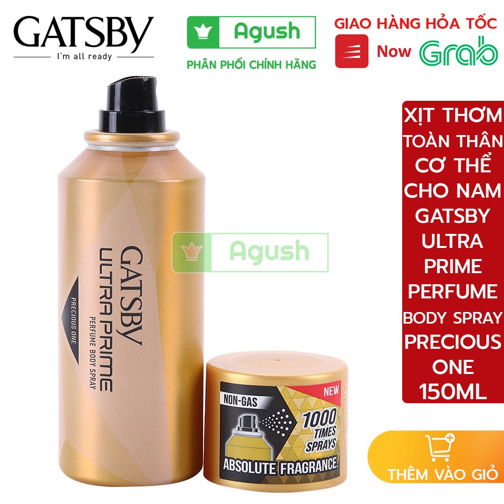 Xịt thơm body toàn thân cơ thể người cho nam chính hãng Gatsby Ultra Prime Precious One bình 150m nước hoa lưu hương lâu