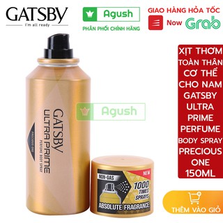 Xịt thơm toàn thân cơ thể người nam nữ nước hoa nhẹ lưu hương lâu chính hãng Gatsby Ultra Prime Precious One chai 150ml