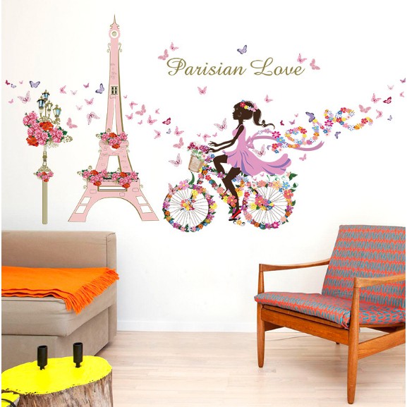 Decal dán tường Paris Love