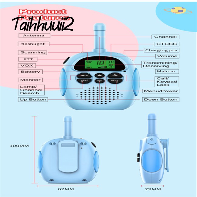 Bộ 2 Máy Bộ Đàm Huuii Cầm Tay 3km Cho Bé