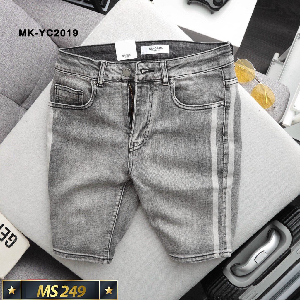 Quần short jean nam đen vẩy sơn quần bò nam cao cấp Gemini co dãn 4 chiều QB218