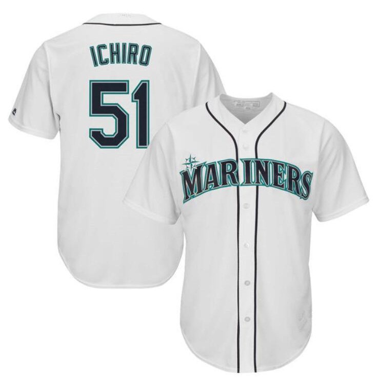 Áo Bóng Chày Thể Thao Giản Dị MLB Seattle Mariners Số 51 Ichiro Suzuki Jersey Plus Size