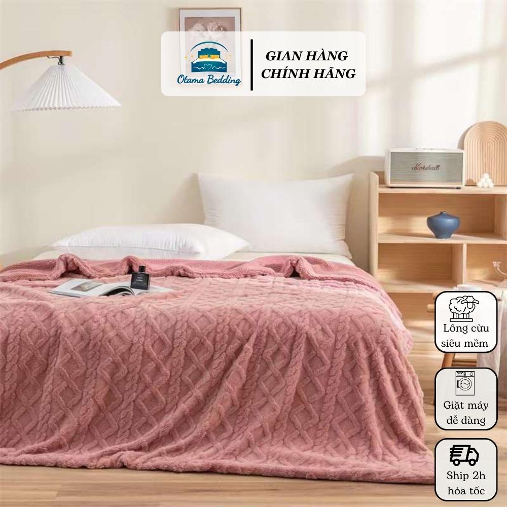 Chăn lông cừu Tafurong siêu dày siêu ấm mùa đông Otama Bedding bản 2 mặt cùng màu mẫu mới nhất 2022 2mx2m3 nặng 2,3kg
