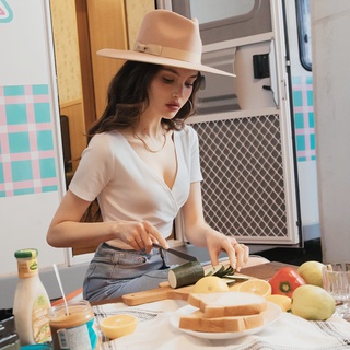 Áo croptop cổ V vạt chéo nữ Air Space 2210121002