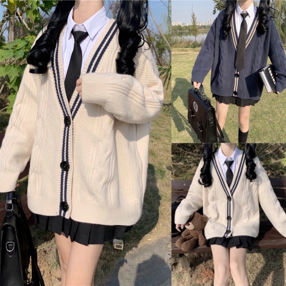 áo khoác cardigan len thừng học sinh dày kiểu dáng hàn quốc chất đẹp quảng châu cao cấp A228 Noiyxanh nội y xanh chất le